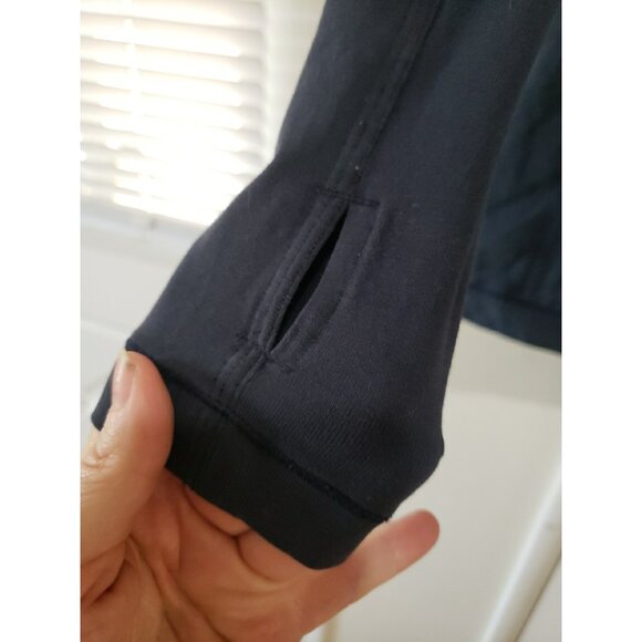 LULULEMON Blissed Out Wrap Jacket Hooded Long Sleeve Womens 4 Navy Blue Tencel - Picture 3 of 7